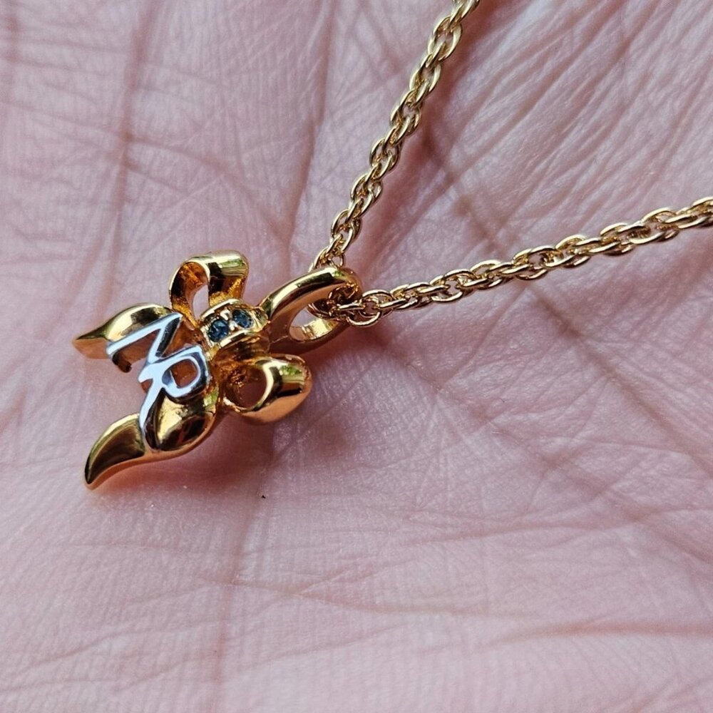 Nina Ricci Paris Women Necklace NR Pendant Gold Tone Jewelry w/ Box Bijoux Mode